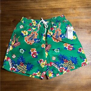 Classic Green Floral Swim Shorts